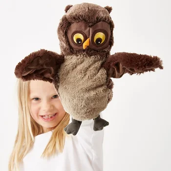 

candice guo! super cute plush toy lovely animal brown owl soft hand puppet kid children appease toy birthday Christmas gift 1pc
