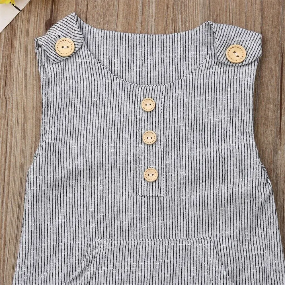 Newborn Baby Boy Girl Outfit Clothes Romper Tops Jumpsuit Shorts Pants One-Piece sleeveness rompers O Neck Striped Jumpsuit