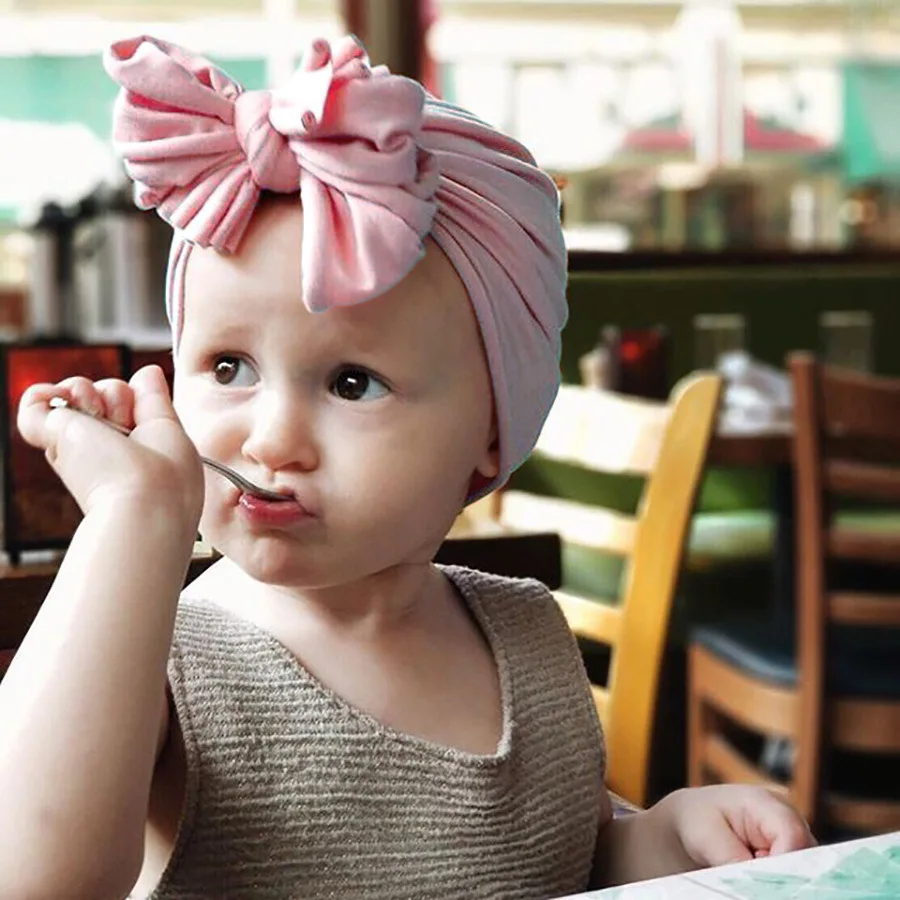 

16 Colors Children's Knotted Bow Cap, New-born Cotton Cap, Baby Flower Beanie Cap,Turban Caps,Solid Color Kids Hats
