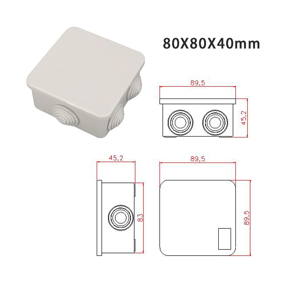 80x80x40 방수 접합 상자 도매 플라스틱 IP65 DIY 야외 전기 연결 상자 케이블 지점 상자 열기