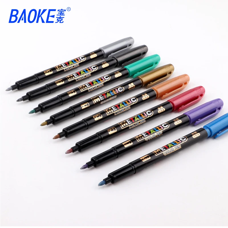 

8Color Metallic Marker Water Paint Marker Brush Pen Permanent Drawing DIY Photo Album Glass Paper Color Marker Drawing Gift