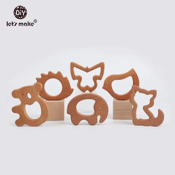 

Let's Make 10pcs Beech Olive Oil Wooden Animal Elephant Koala Butterfly Hippo Hedgehog Bird Cat Baby Teether Bpa Free Toys