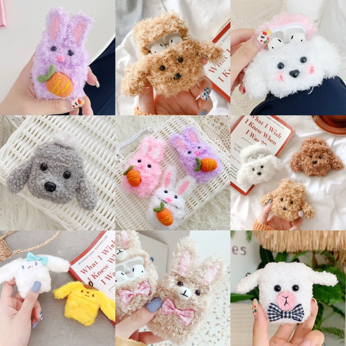for Airpods case1 2 Funny 3D Cute Cartoon Headphone Case shock drop Teddy dog radish rabbit doll Ear Pads earpods cover | Электроника