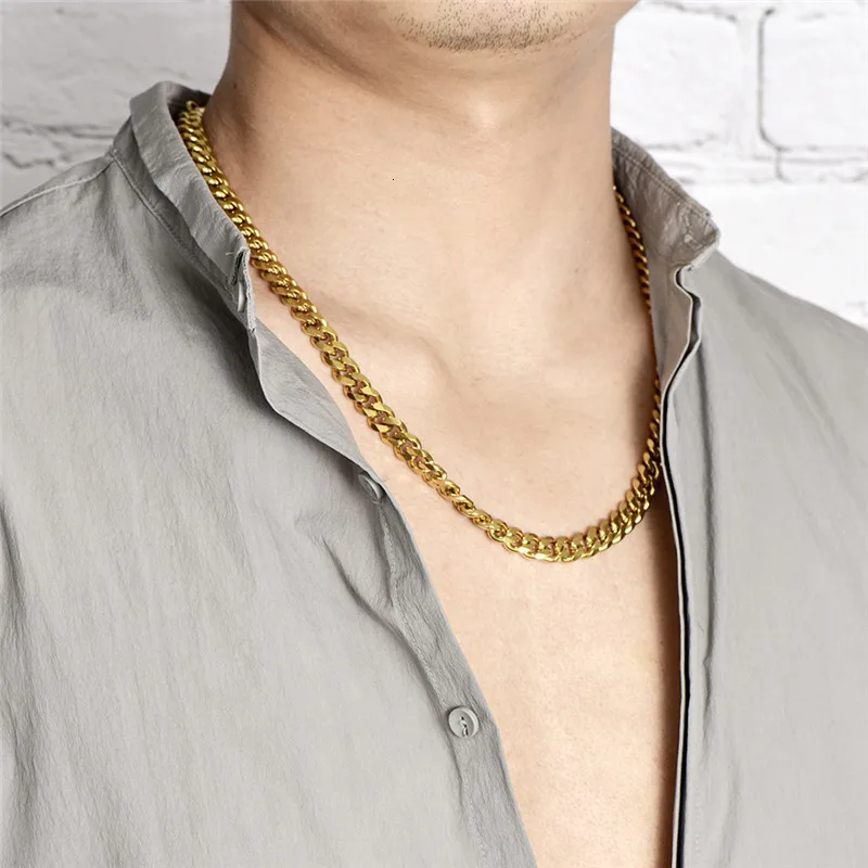 Нержавеющая сталь мужские ожерелья мужские аксессуары женские панк хип хоп ювелирные изделия мужские кривые кубинские переключатели мужские цепи
