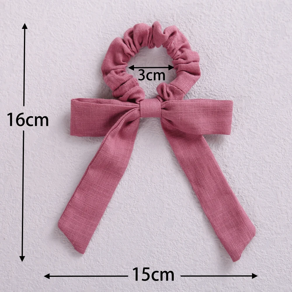 Hair Ribbon Accessories Hair Ties Hair Bands Hair Accessories Solid Color Bow Linen Girls Elastic Hair Bands Long Ribbon Ponytail Scarf Hair Tie Women Scrunchies