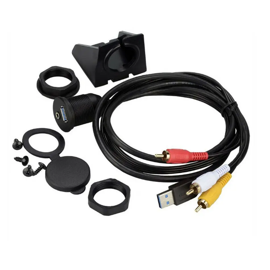 USB3.0AM/AF+ DC3.5F/3RCA Aux удлинитель аудио-видео кабель 1 м водонепроницаемый кабель для приборной панели автомобиля мотоцикла корабля