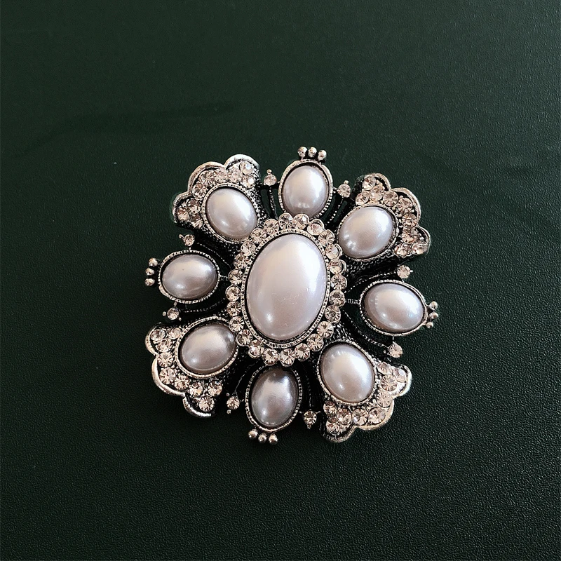 Vintage Boho Floral Corsage Pearl Flower Brooches Pins with Big Pearl Cross  Brooch Women Wedding Bridal Jewelry