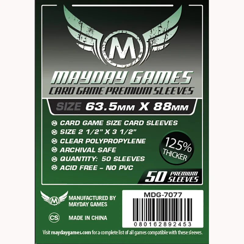 50-дневная карточная игра Mayday Sleeve 125% толще 63 5*88 мм высококачественная прозрачная