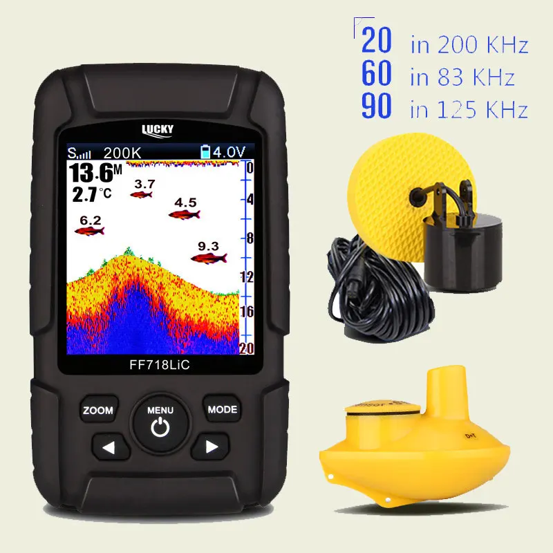 LUCKY портативный рыболокатор монитор 2 в 1 200 кГц/83 кГц двойной Sonar частоты 328ft/100 м глубина обнаружения Эхо звук FF718LiCD