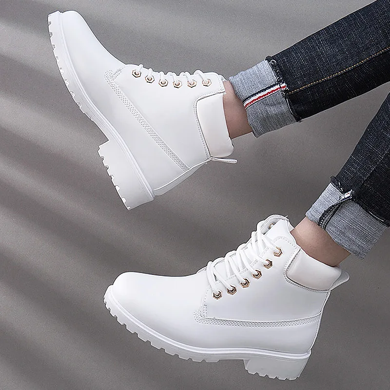 Ankle Winter Snow Boots Casual Laces Up Plush Warm Shoes for Womens