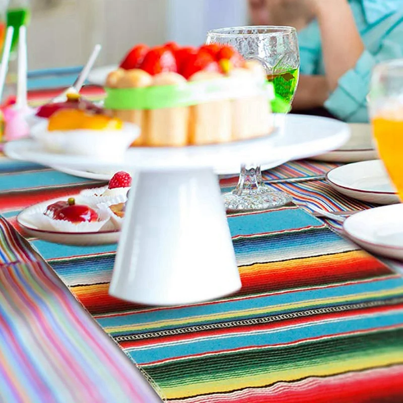 Мексиканский Serape настольная дорожка s Serape мексиканский стол одеяло бахрома хлопок настольная дорожка для пикников на открытом воздухе столовая Свадебная вечеринка De