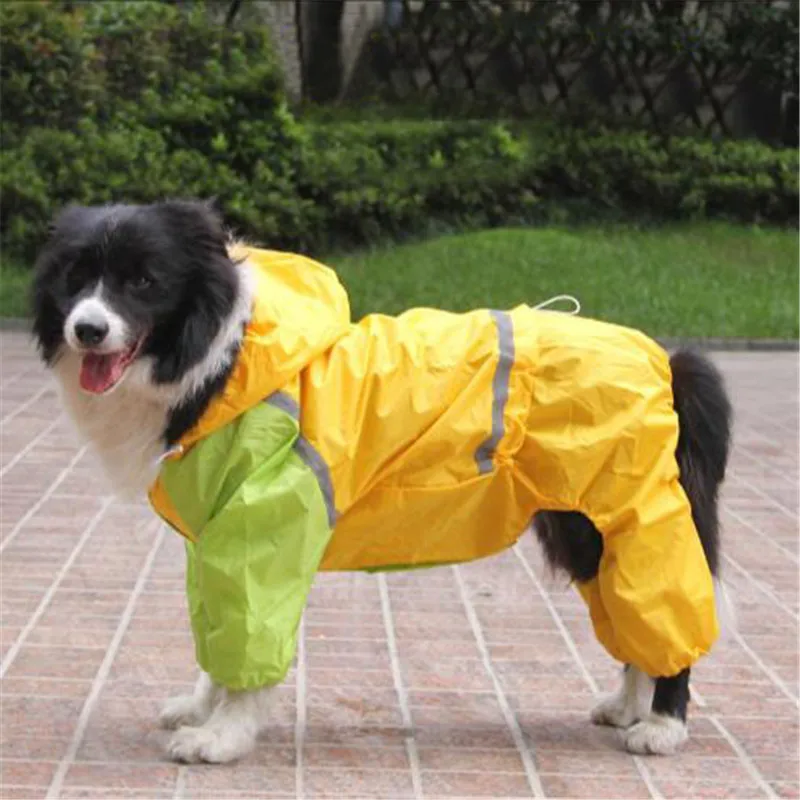 Плащ для собак Водонепроницаемый одежда для больших собак лабрадор, золотистый ретривер Дождевой Плащ-комбинезон с капюшоном, куртка для улицы