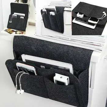 

Bedside Felt Storage Bag with Pockets Bed Sofa Desk Hanging Organizer for Phone Magazines Tablets Remotes KSI999