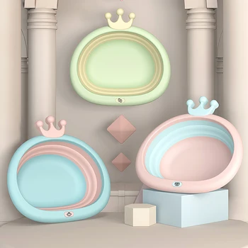 

2Pcs New Baby Folding Washbasin Newborn Infant Face Foot Butt Wash Basins Travel Baby Bath Tub Child Collapsible Basin