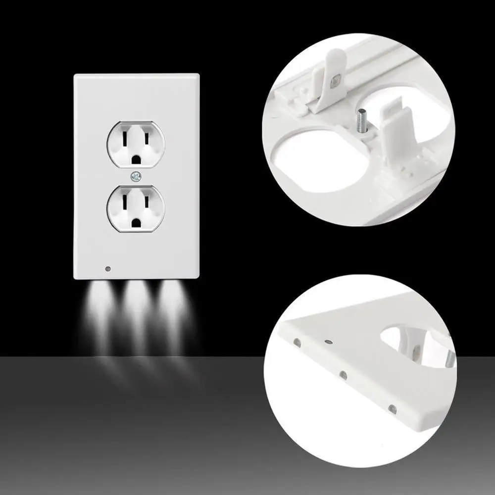 

Hallway Emergency Lamp Outlet Cover Light Sensor Angel Outlet Wall Plate With Led Night Lights Bedroom Bathroom Night Lamp