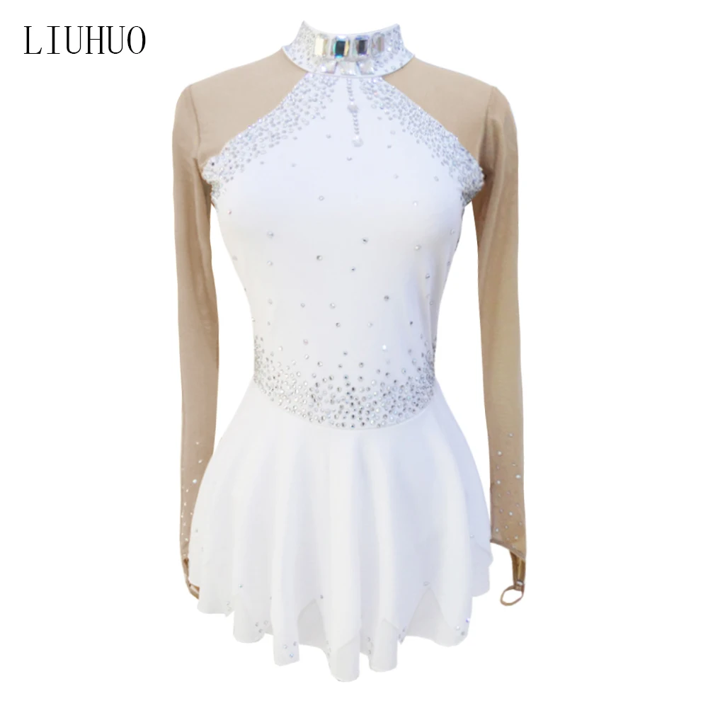 

Rhythmic leotards Kids Figure Skating dress Pearl White Girls Women High Quality stretchy elegant Ice Skating Dress