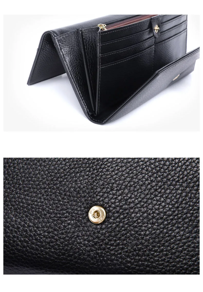 Fashion Genuine Leather Women Wallets Business Credit Card Holder Purse Black Red Cowhide Female Clutch bag Lady Wallet New