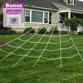 

Spider Wed Yarn Atmosphere Oversized Halloween Spiders Web Halloween Cobweb 7X5.5m Black Triangle Props Window House Decor
