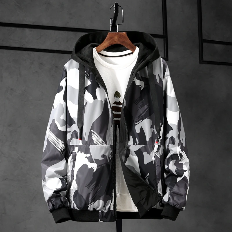

Plus 9XL 8XL 7XL 6XL 5XL Spring Autumn Mens Casual Camouflage Hoodie Jacket Men Waterproof Clothes Men both sides wears jacket