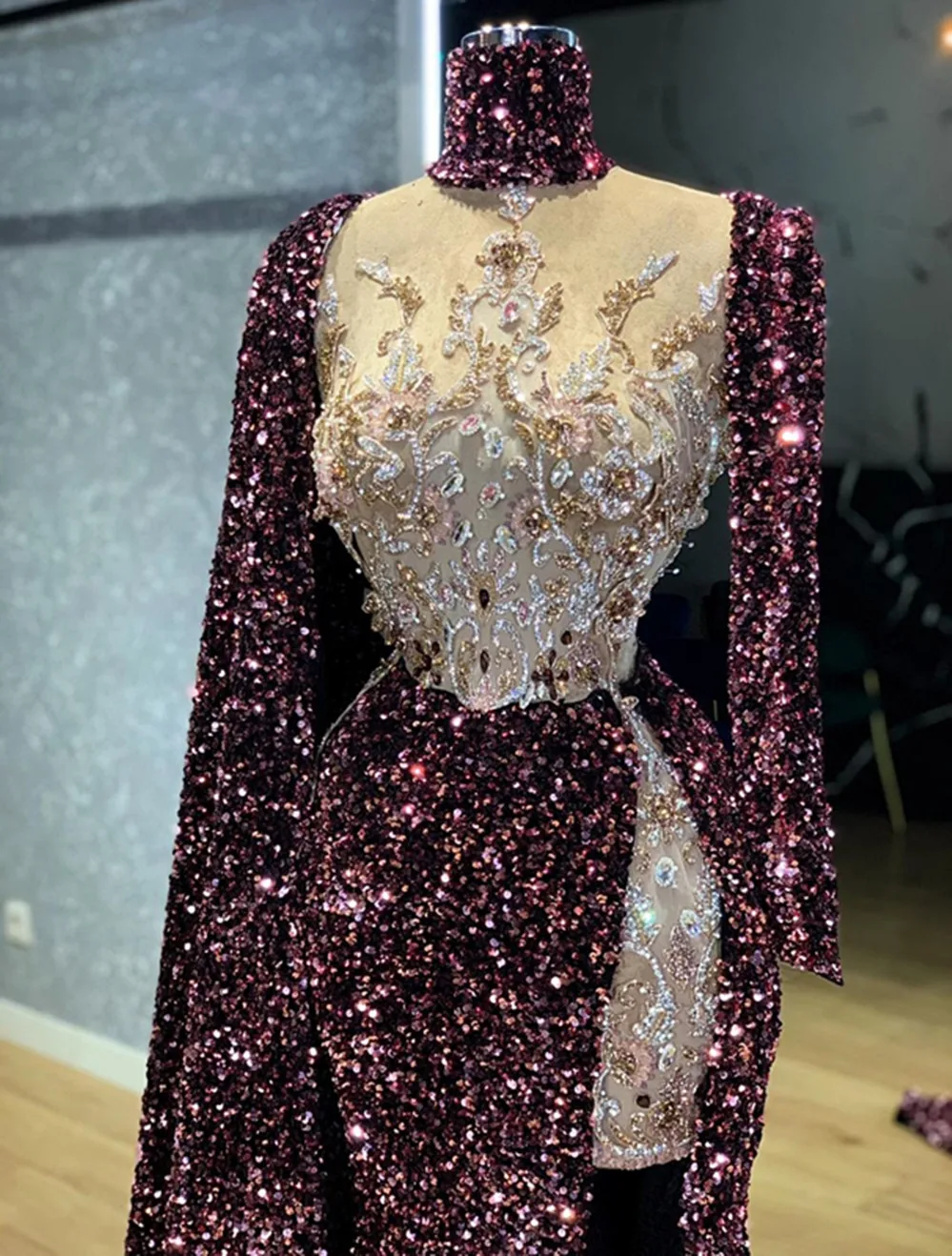 black prom dress Modern Luxury Purples Moroccan Dresses Sparkle Sequined Beaded Long Mermaid Prom Dresses Sleeves Split Islamic Party Dresses hot pink prom dress