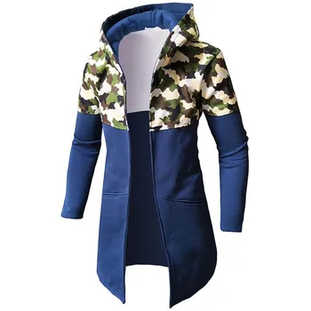 

New autumn and winter camouflage color matching long men casual hoodie slim fashion long sleeve hoodie