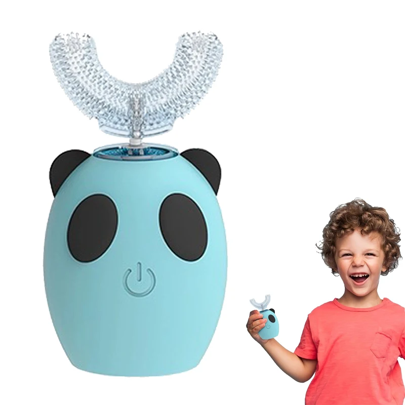 Cepillo de dientes eléctrico inteligente para niños, cepillo de silicona ultrasónico, automático, con luz azul, 360 grados