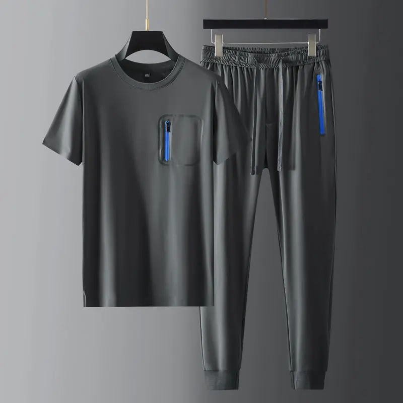 大海物語 新しい夏薄型メンズセット Tシャツ パンツ 高級半袖ジッパーポケットスポーツカジュアル男性セットスリムフィット男スーツ4xl ファストファッション通販サイト Www Zraka Com