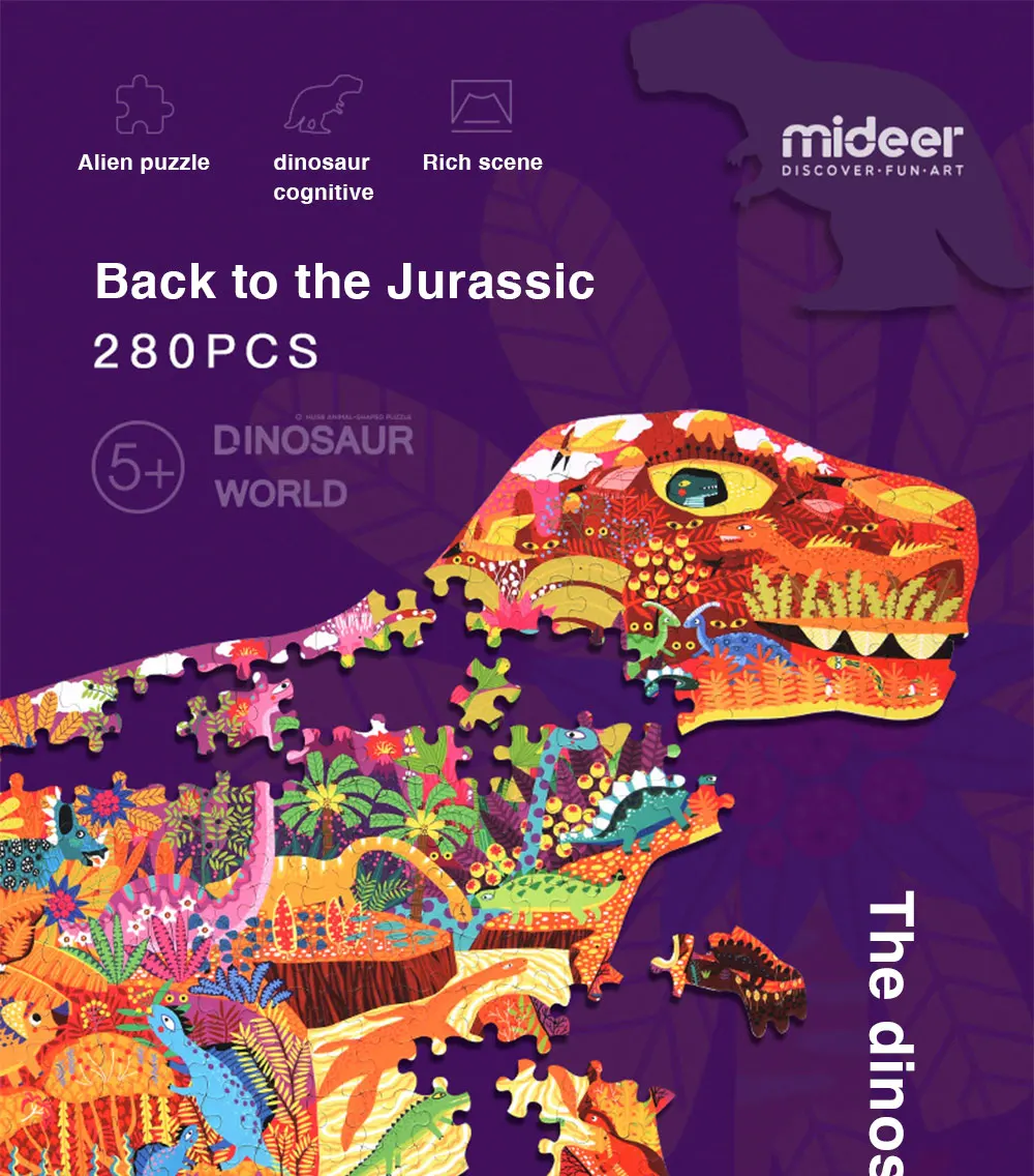MiDeer 280 частей головоломки мир динозавров картонная головоломка для детей jigsaw Развивающие игрушки для детей 5Y