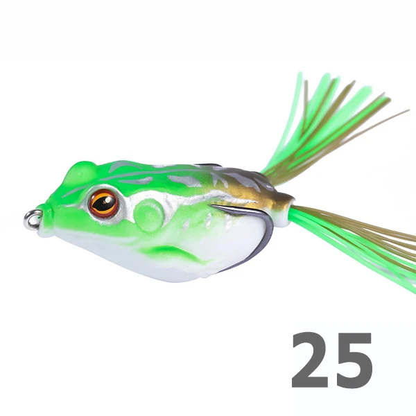 25 KASSYAA Topwater приманка для рыбы в виде мягкой лягушки Рыбалка 50 мм 9 г силиконовые Snakehead тройной крючок 55 мм 12 г качающийся, искусственный гольян кривошипная приманка - Цвет: 25