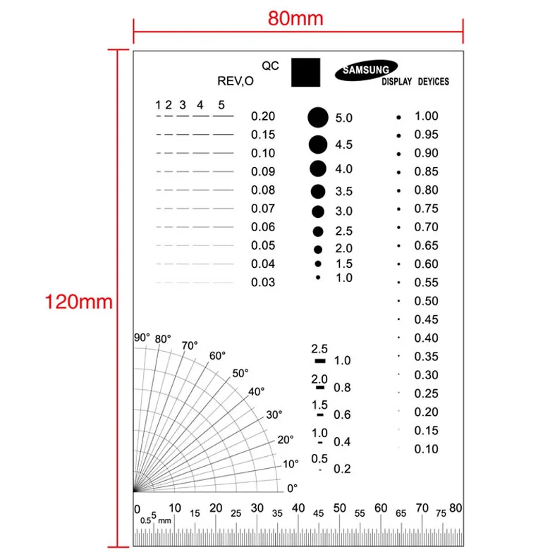 Point Line Gauge Film Soft Ruler Area Stain Comparison Card Highly Transparent PET Ruler for Factory QC Benchmark Test