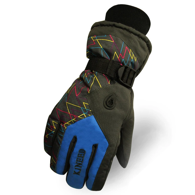 Men dark blue Зимние перчатки, лыжные перчатки, женские перчатки для сноуборда, женские мужские перчатки для катания на лыжах, лыжные варежки, водонепроницаемые перчатки, теплые флисовые перчатки - Цвет: Men dark blue
