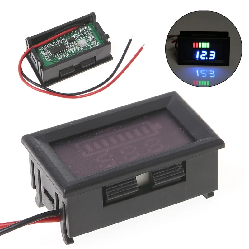 12V Lead-Acid Battery Power Capacity LED Indicator Digital Voltmeter Tester