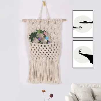 

Gift Living Room Art Macrame Tapestry Office Mail Organizer Dorm Magazine Holder Woven Hanging Pocket Storage Home Decor