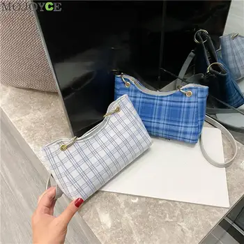 

Delicate Women Plaid Shoulder Bag Classic Texture Creative Design Chic Canvas Casual Underarm Totes Girl Daily Messenger Pouch