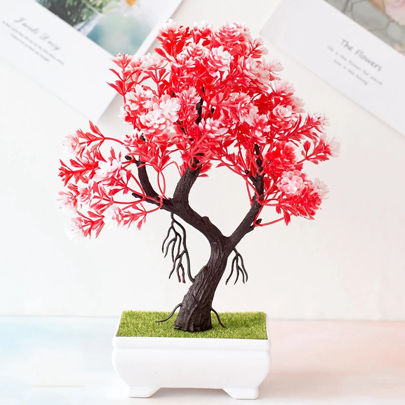 Artificial Potted Flower Fake Bonsai Pot Plant Home Office Table Desk Ornament Decor Simulation Plant Photography