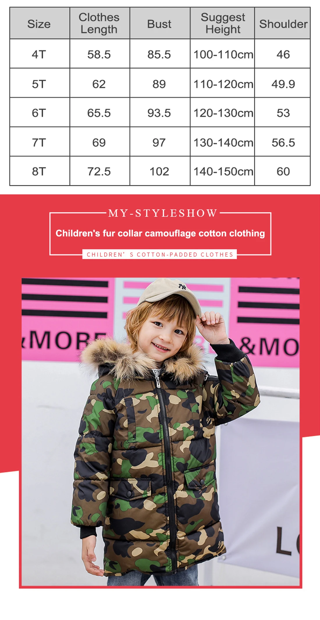 BINIDUCKLING/камуфляжная зимняя детская куртка на утином пуху для мальчиков и девочек, хлопковая длинная теплая Толстая парка, одежда для мальчиков, пальто с капюшоном