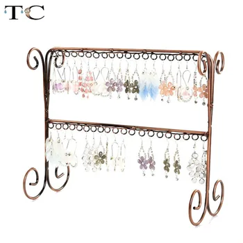 

Metal Mounted Earring Display Stand Jewelry Storage Stand Earring Holder Jewelry Display Stand 2 Layers Creative Jewelry Rack