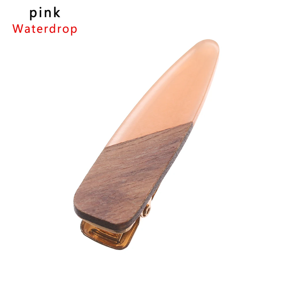 Pink 1 1 шт., модные деревянные Простые полые заколки-капельки, заколки для волос, заколки для волос, головные уборы, аксессуары для укладки волос для женщин и девушек - Цвет: Pink 1