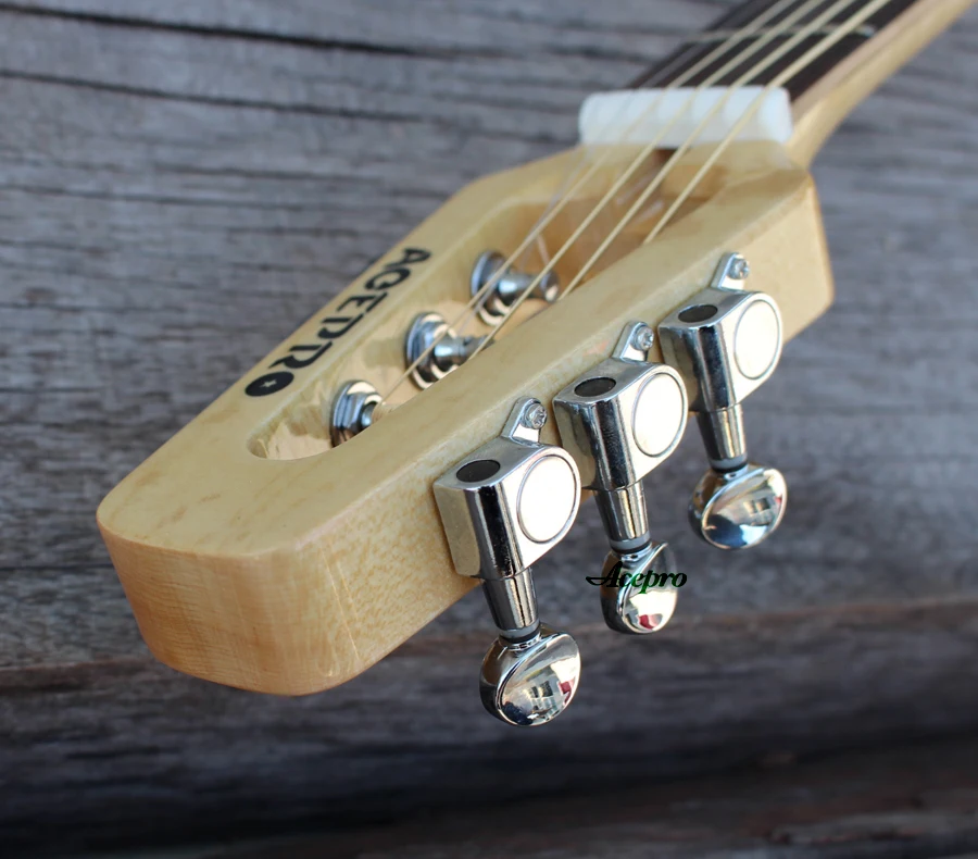Acepro акустическая электрогитара, мини и бесшумная Акустическая гитара со звуковым видео, глянец натуральный клен туристическая гитара ra