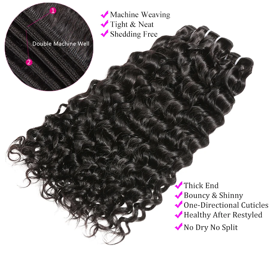 Water Wave Bundles With Closure Can Customize Into A Brazilian Water Wave Curly Wig Remy Human hair Bundles With Closure ALIPOP (4)