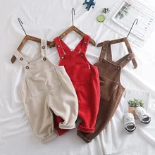 Бархатные джинсовые комбинезоны для маленьких девочек; зимние джинсовые комбинезоны; штаны на подтяжках для девочек; Детский комбинезон; Детские однотонные вельветовые джинсы