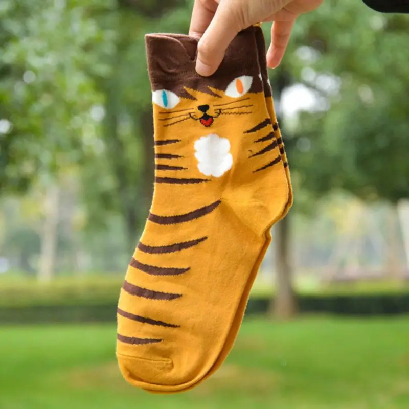 Женские повседневные хлопковые носки с рисунком милого кота; 95AB