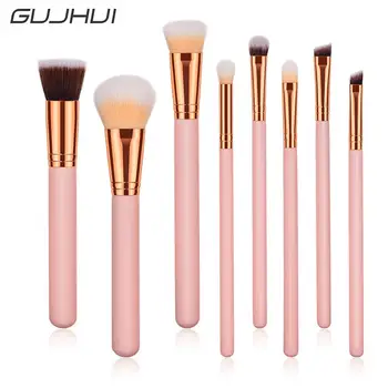 

GUJHUI Pro Makeup Brushes Soft Nylon Hair Wooden Handle Eye Shadow Foundation Brush Set