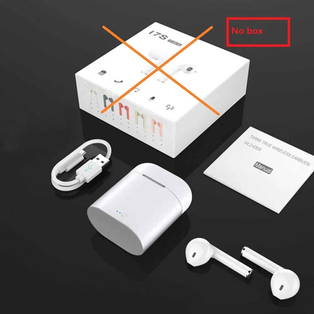 

in-ear for I7 i7s tws Bluetooth Earphone Earbuds Headset wireless headphone With Mic with charging box can choose