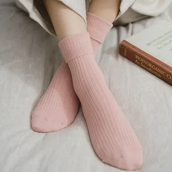 

JAYCOSIN 5 Pairs Socks Solid Cotton Socks Women's Warm Comfortable Soft Casual Middle Tube Socks Korea School Girls High Socks S