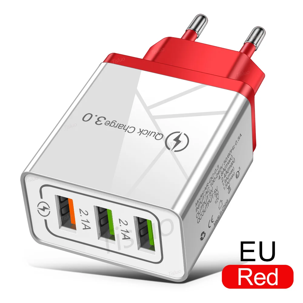 Быстрое зарядное устройство 3,0 USB зарядное устройство 4.8A зарядное устройство для мобильного телефона для iPhone X 8 7 samsung S9 Xiaomi iPad быстрое настенное зарядное устройство EU разъем-адаптер - Тип штекера: EU (Red)