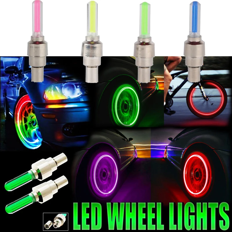 

2pcs Motorcycle LED Wheel Lights Tire Valve Cap Covers For Car Mountain Bike Bicycle Wheel Night Spokes Motor Styling Decoration