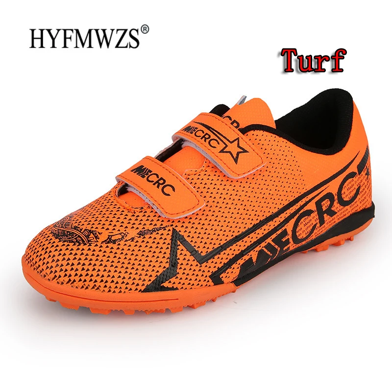 Orange Turf HYFMWZS Chuteira Futebol красовки детская Обувь для футбола оригинальные домашние кроссовки для бега, футбола детские длинные шипы Бутсы - Цвет: Orange Turf