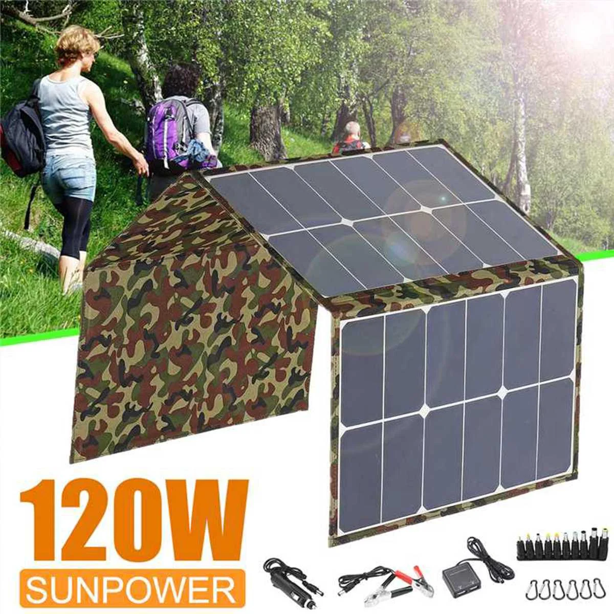 Водонепроницаемая 120 Вт 20 Вт Складная солнечная панель DC18v SunPower 5 в USB гибкая солнечная панель для RV автомобиля лодки телефона домашнего использования солнечное зарядное устройство