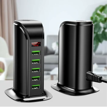 

5-port USB Charger Home Office Desktop Digital Display USB Charging Adapter Phone Tablet Charging Station